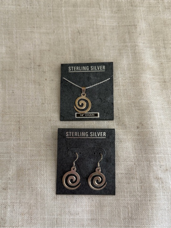 Jewelry - Sterling Silver Spiral Pendant Necklace and Earrings Set NWT